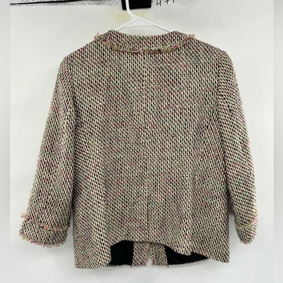 Talbots jacquard sweater jacket suit separate size 12P green pink brown - Picture 4 of 14